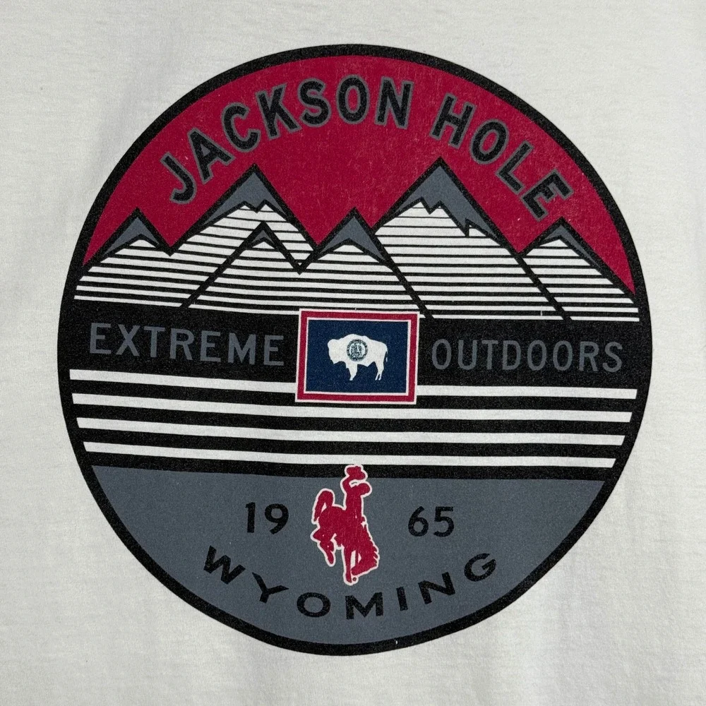 Blue 84 Mens T-Shirt XL Beige Jackson Hole Wyoming Graphic Western‎ Cowboy